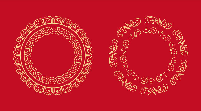 中式圆形花纹装饰图案