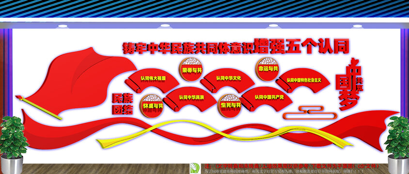 五个认同民族团结文化墙