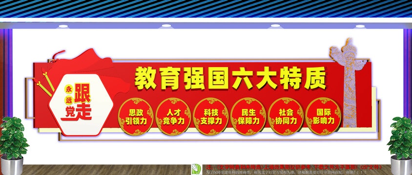 教育强国六大特质学校党建文化墙