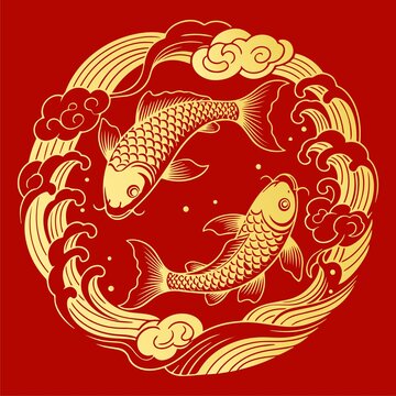 锦鲤祥云图案