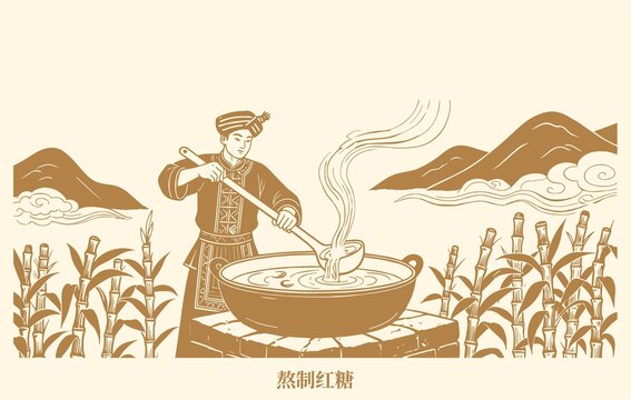传统工艺熬制红糖