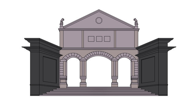 古典风格拱门建筑插画