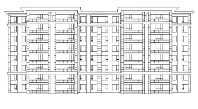 多层住宅楼建筑线稿图