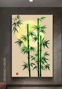新中式竹报平安入户玄关装饰画