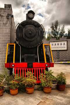 复古蒸汽火车展示景观