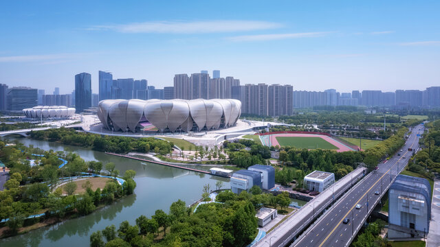 航拍杭州城市景观设计