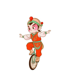传统文化杂技独轮车