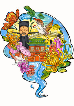 河南历史人物开封府霸陵桥包拯菊花冰箱贴