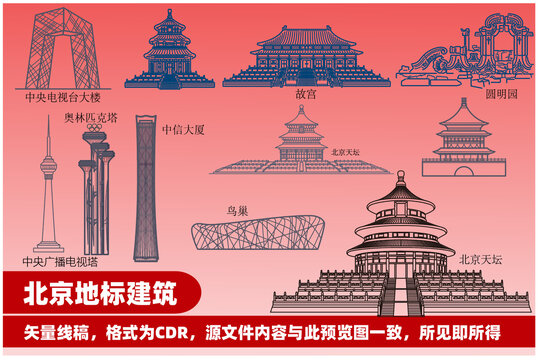 北京地标线稿