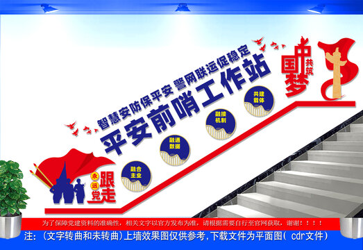 平安前哨工作站楼梯文化墙