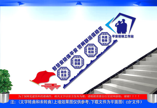 平安前哨工作站楼梯文化墙