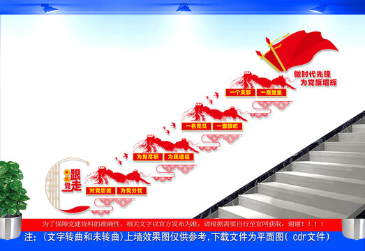 对党忠诚为党分忧楼梯文化墙
