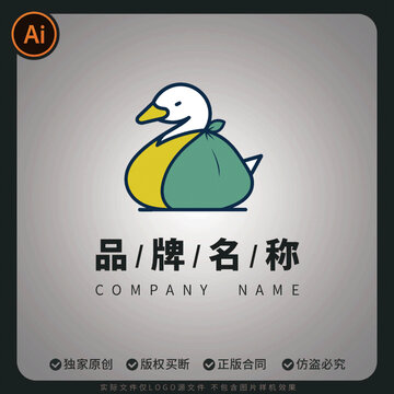 可爱鸭子购物袋造型品牌标志