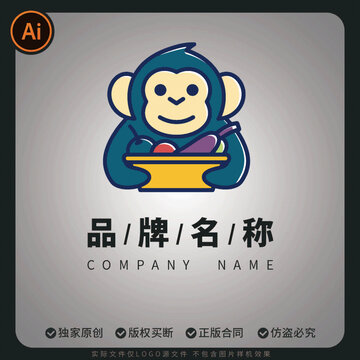 可爱猴子水果主题品牌水果蔬果果蔬标志