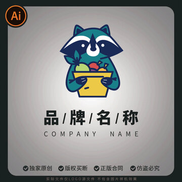 浣熊水果主题品牌标志设计