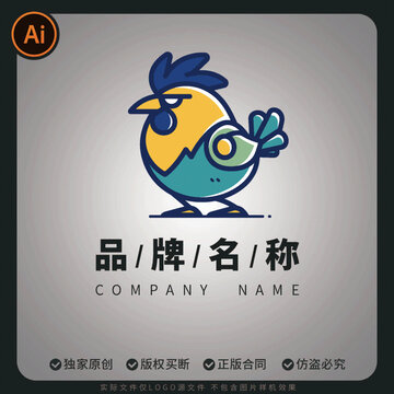 卡通公鸡品牌标志设计