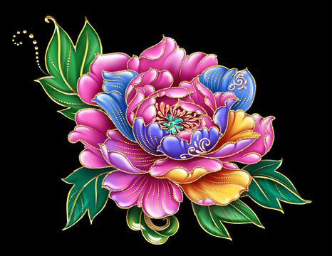 手绘牡丹