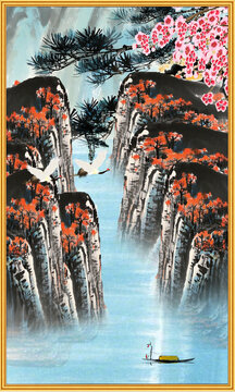 竖幅山水画
