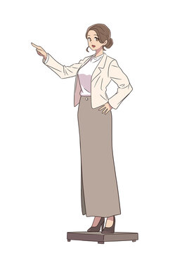 职业女性指点示意插画