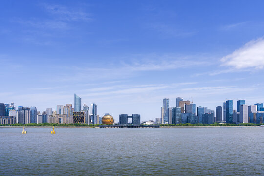 杭州钱江新城现代都市天际线景观