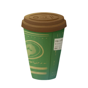 绿色手绘风外带咖啡杯