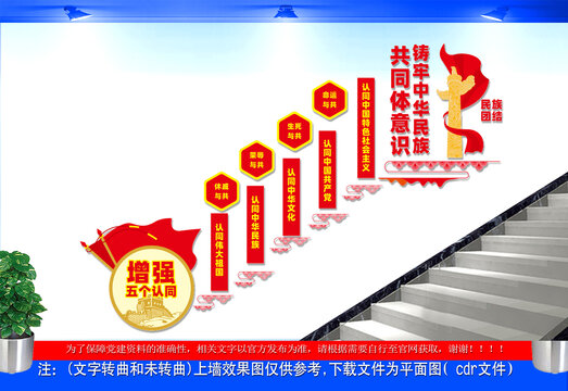 增强五个认同民族团结楼梯文化墙