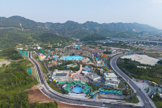 重庆璧山梦界水世界水上乐园航拍