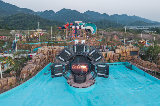 重庆璧山梦界水世界水上乐园航拍