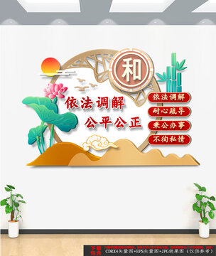 竖版调解室文化墙