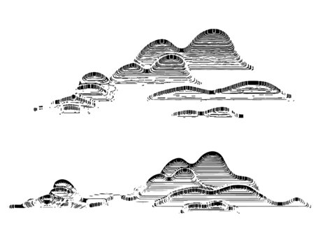 抽像意境山水线条图案