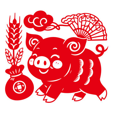 猪剪纸