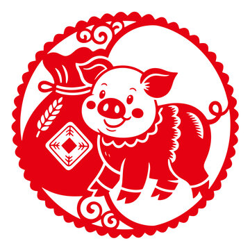 猪年剪纸窗花