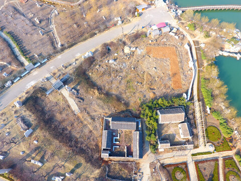 古建遗址鸟瞰景观