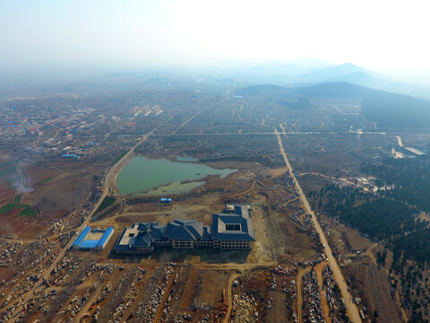 城郊建筑群航拍景观