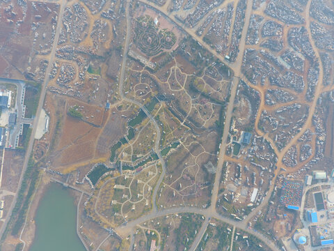 城市区域俯瞰景观图