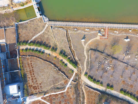 湖畔园林景观俯瞰