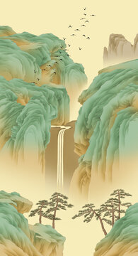 青绿山水立轴
