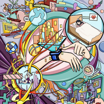 科技智能手表运动睡眠健康监测科技生活