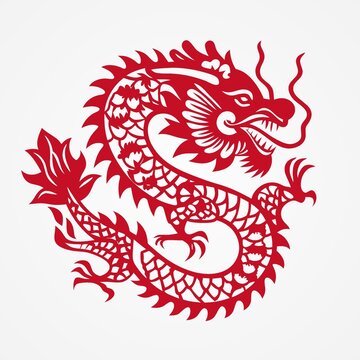 龙剪纸矢量