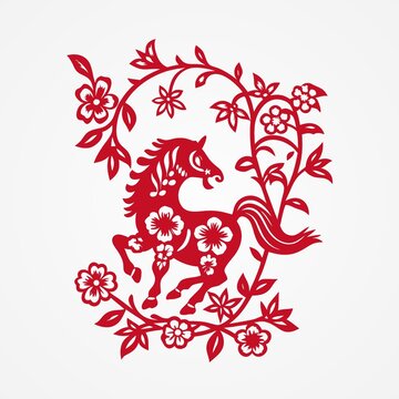 十二生肖马剪纸