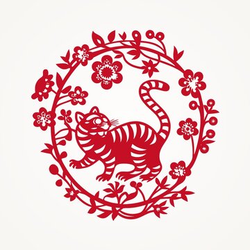 老虎剪纸