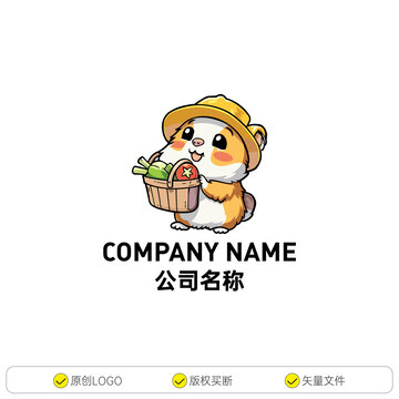 手持蔬菜的卡通小动物形象