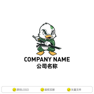 绿色卡通鸭子武士