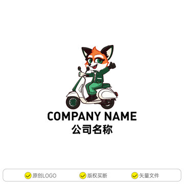 摩托车小狐狸卡通形象