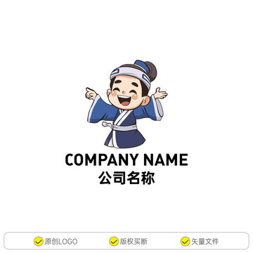 蓝色服饰卡通男孩