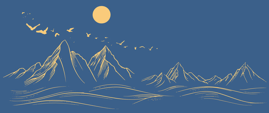 禅意地产抽像艺术线条装饰画