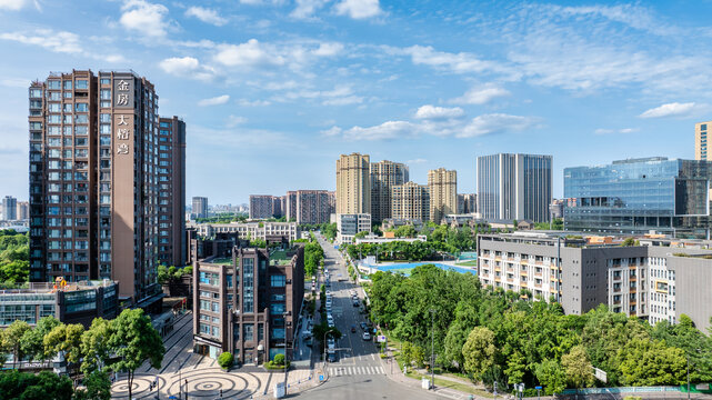 成都金融城的房地产住宅楼盘综合航拍