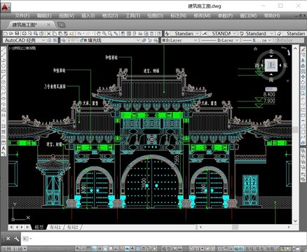 牌楼院门大门建筑CAD施工图