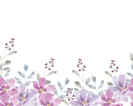 淡彩花卉边框水彩矢量插画