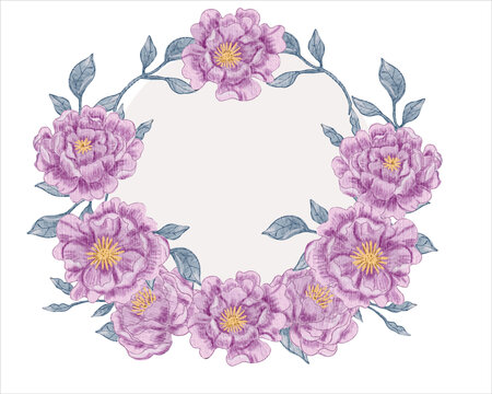 紫色花卉花环插画矢量素材